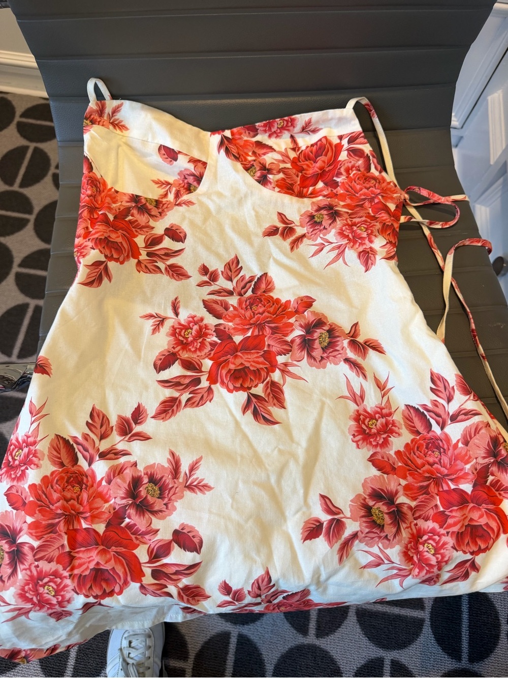 Peppermayo Cream Dress with Red Floral Print